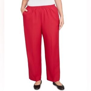Alfred Dunner Bright Red Pull-On Straight Leg Trousers Size 18